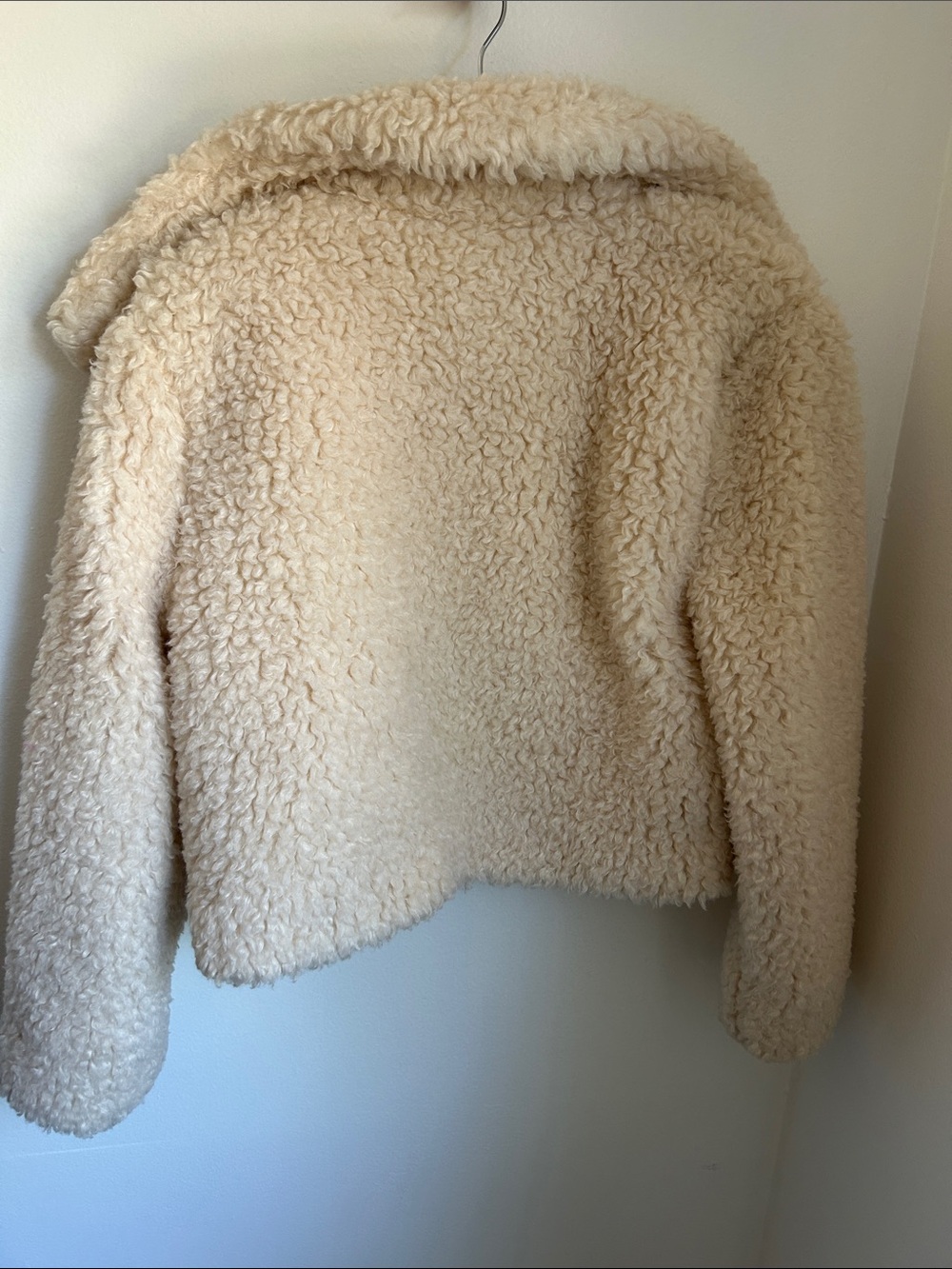 Lulus Cream Faux Shearling Teddy Jacket, Oversized Collar, Size S - Picture 6 of 16